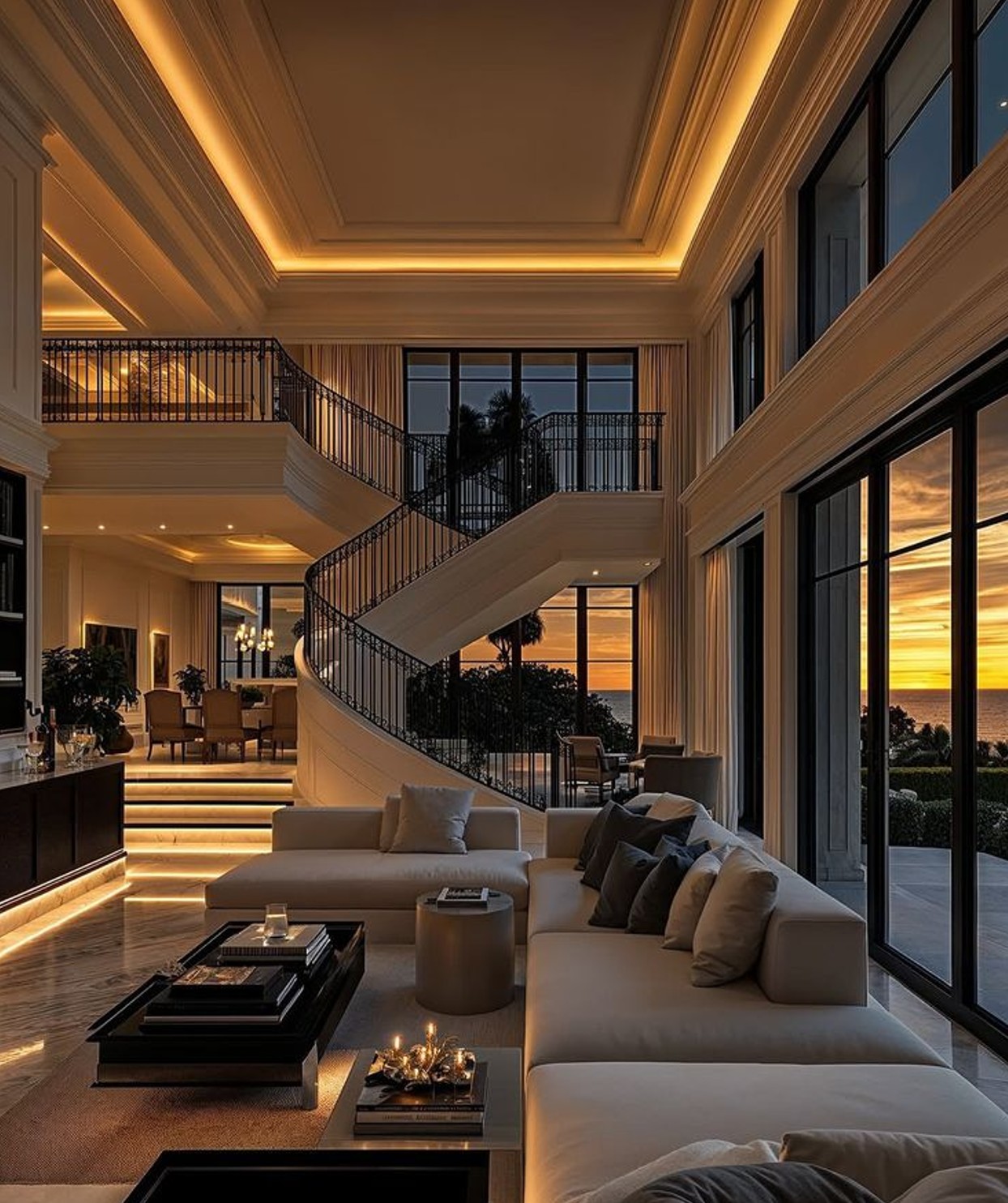 Living room seen through the glass